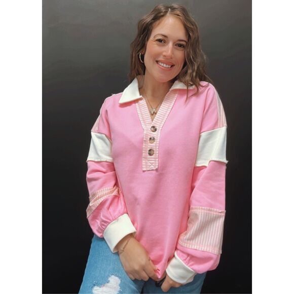 New In Pink Carla Oversized Sweater Top Large - Picture 1 of 8